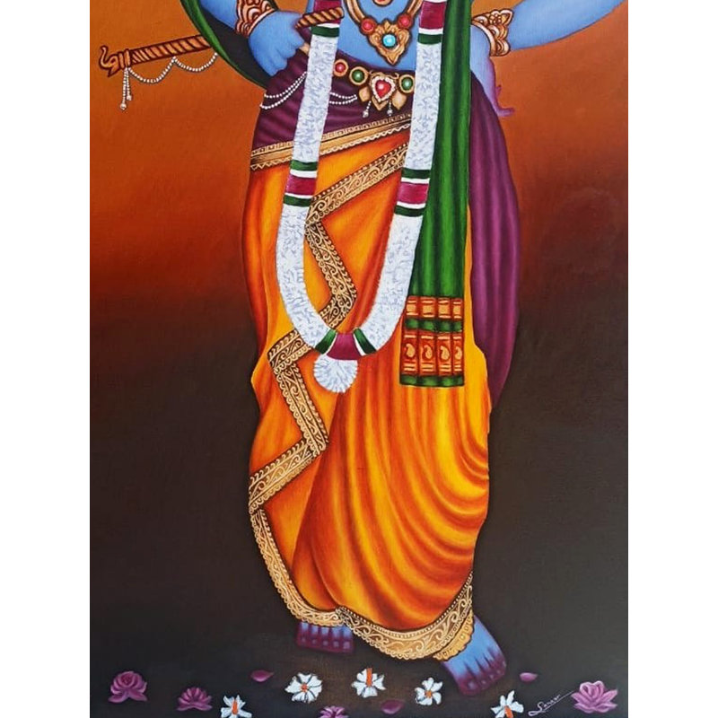 Krishna's Mercy | Huile sur toile | Par Shankar Kamila