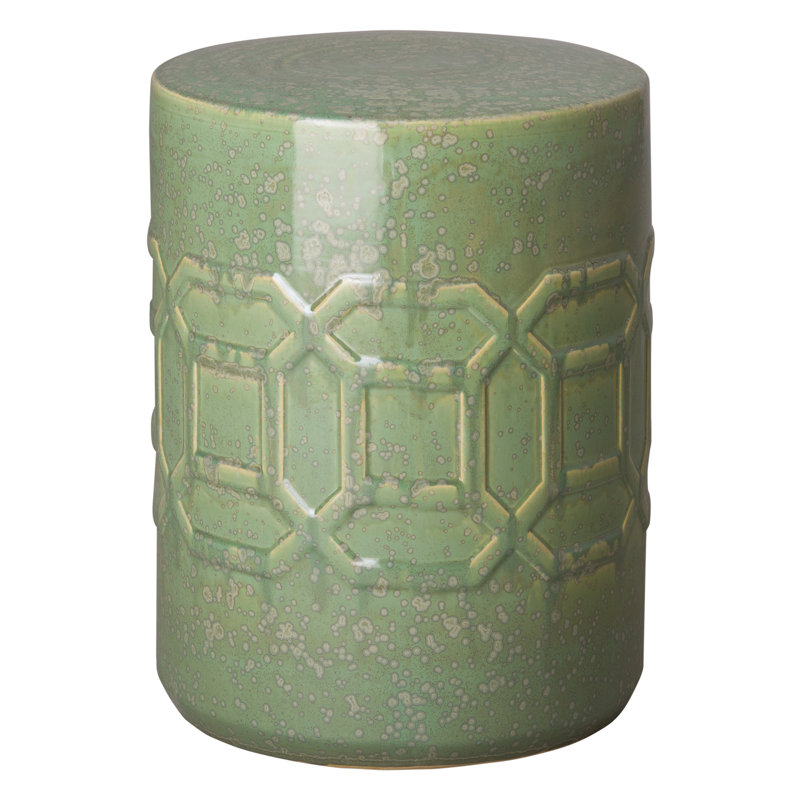 Hasnain Ceramic Accent Stool, Green Speckle