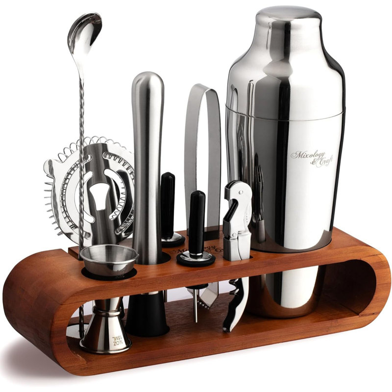 Ensemble de barman 10 pièces avec support en acajou Zulay Kitchen Mixology & Craft