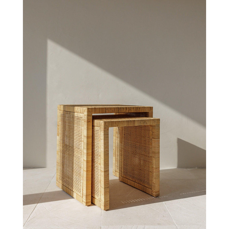 Ensemble de 2 tables gigognes Natural Rattan