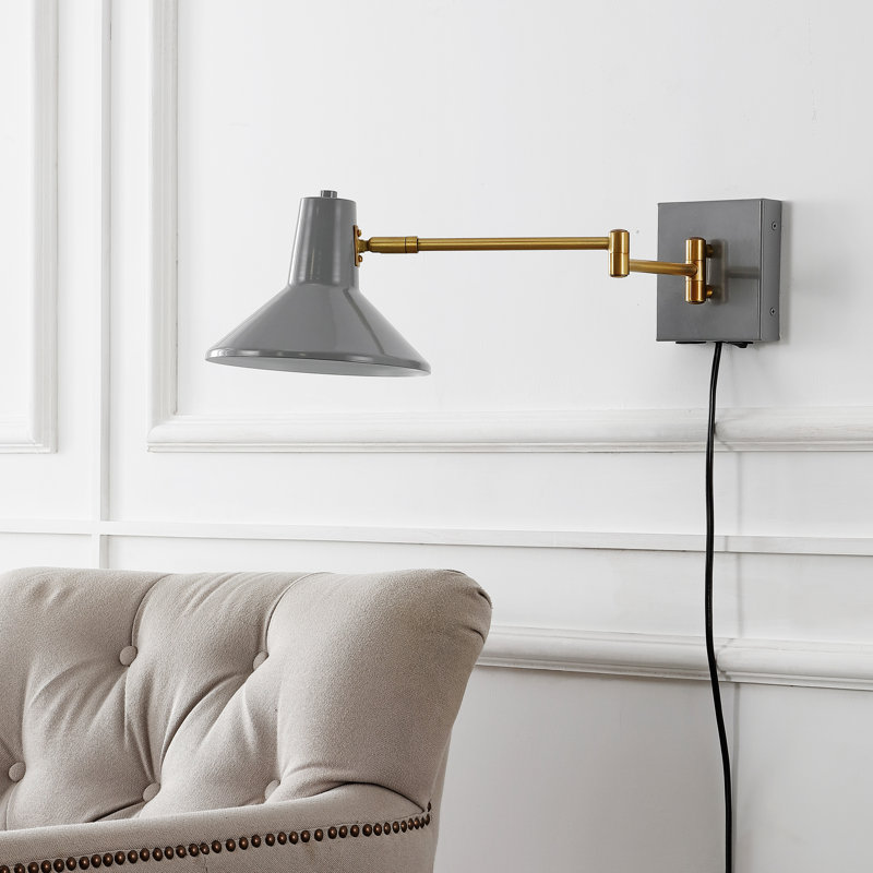 Jaco Iron Plug-in Swing Arm Sconce, Gray