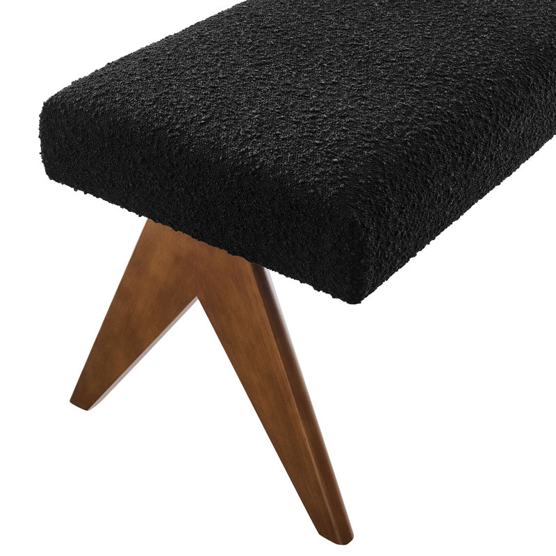 Banc rembourré Lyra Boucle, Noir, noir, noir, noir, H 18,50 po x l 47 po x P 18 po