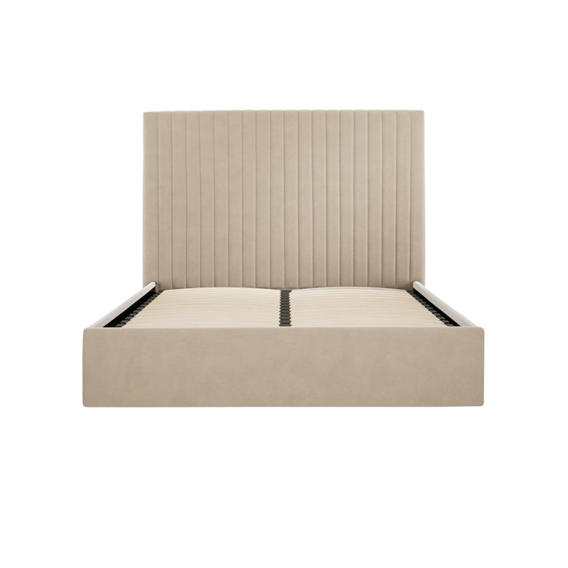 BERLIN TALL UPHOLSTERED OTTOMAN BED, Beige, Super King (6')