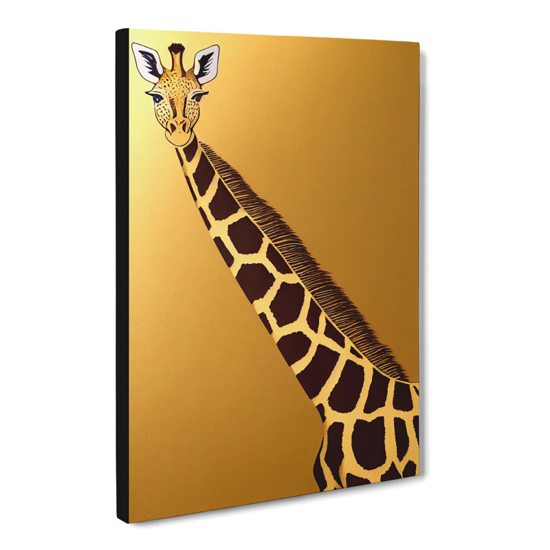 Giraffe Gold Leaf - Wall Art, 60cm H x 40cm W x 3cm D, Wrapped Canvas, No Matte