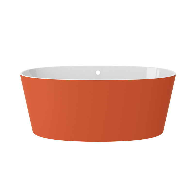 Ios 60" x 32" Freestanding Soaking Bathtub, Salmon Orange