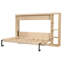 Lit double naturel avec bibliothèque et construction, pliable pour économiser de l'espace à la maison, rangement, support de matelas à lattes de bois, facile à assembler avec une construction pratique, -