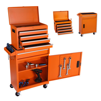 Tool Chest, 5-Drawer Rolling Tool Storage Cabinet with Detachable Top Tool Box