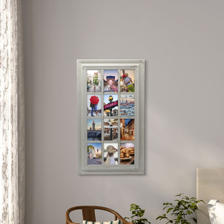 MELANNCO Window Collage Frame for wall, Farmhouse, Displays 4x6 photos,  17x29 Inch, Distressed Gray