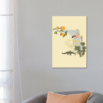 Illustrated State-Florida by Jacob Green - Wrapped Canvas Print