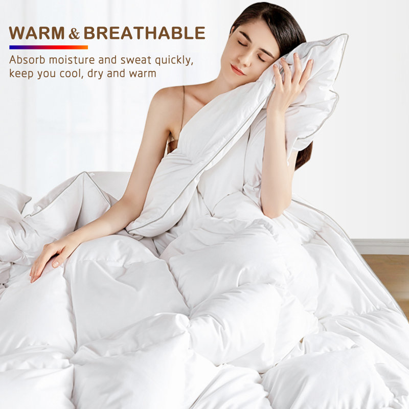Cotton Box Stitch Comforter, Queen Comforter, White