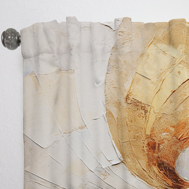 Gordin Gold Beige Spiral Potteries - Abstract Spirals Curtain - Velvet Room Darkening - 1 Panel, 52" W x 120" L