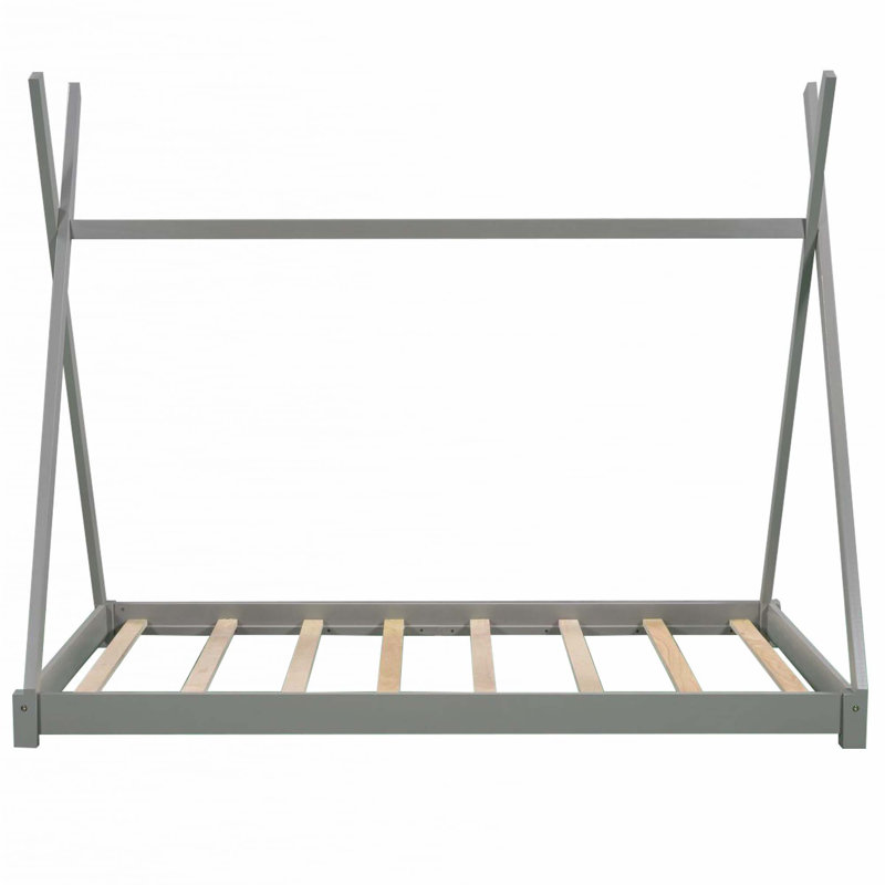 Lit plateforme simple avec structure triangulaire, gris