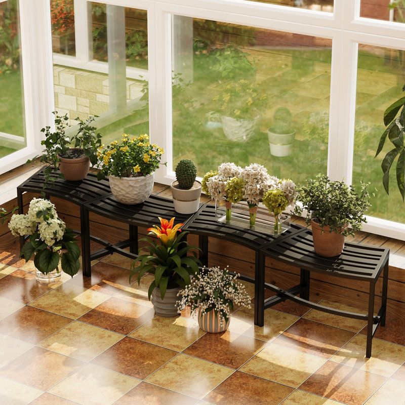 Modern Black Metal Corner Stand Plant Stand - Set Of 4