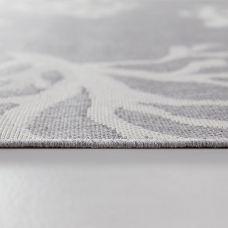 Tapis intérieur / extérieur gris Minnich, Rectangle 5 pi 3 po x 7 pi