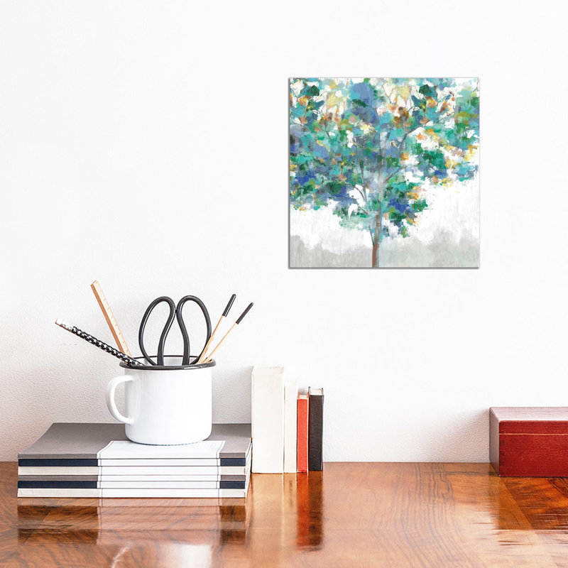 Climbing Blue by Eva Watts - Wrapped Canvas Painting, 30.48 cm H x 30.48 cm W