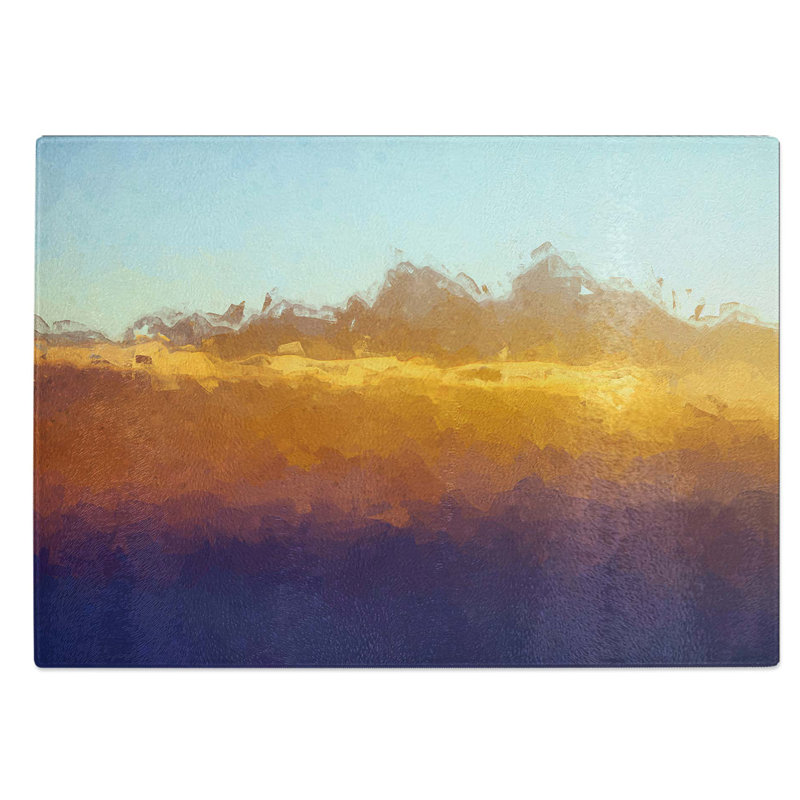 Tempered Glass Amber Mountains Chopping Board, 39 cm W x 28.5 cm L