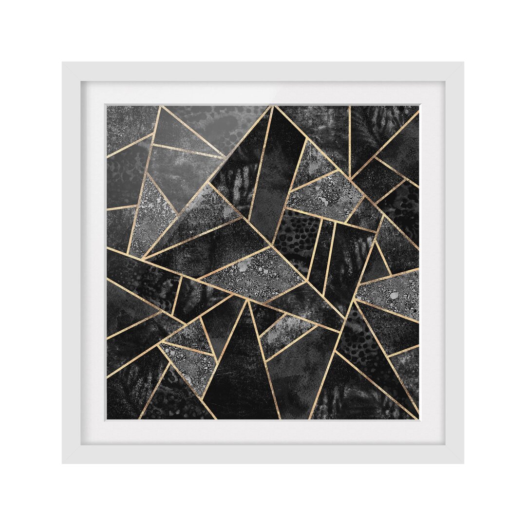 Gerahmtes Poster Grey Triangles Gold