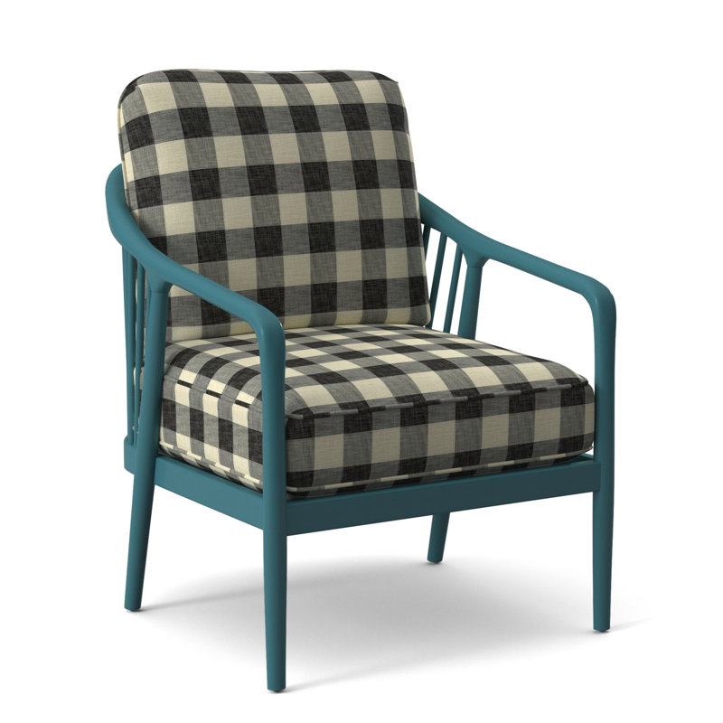 Guinevere Armchair, Antique Frost White, Black Buffalo Check; 0120-81