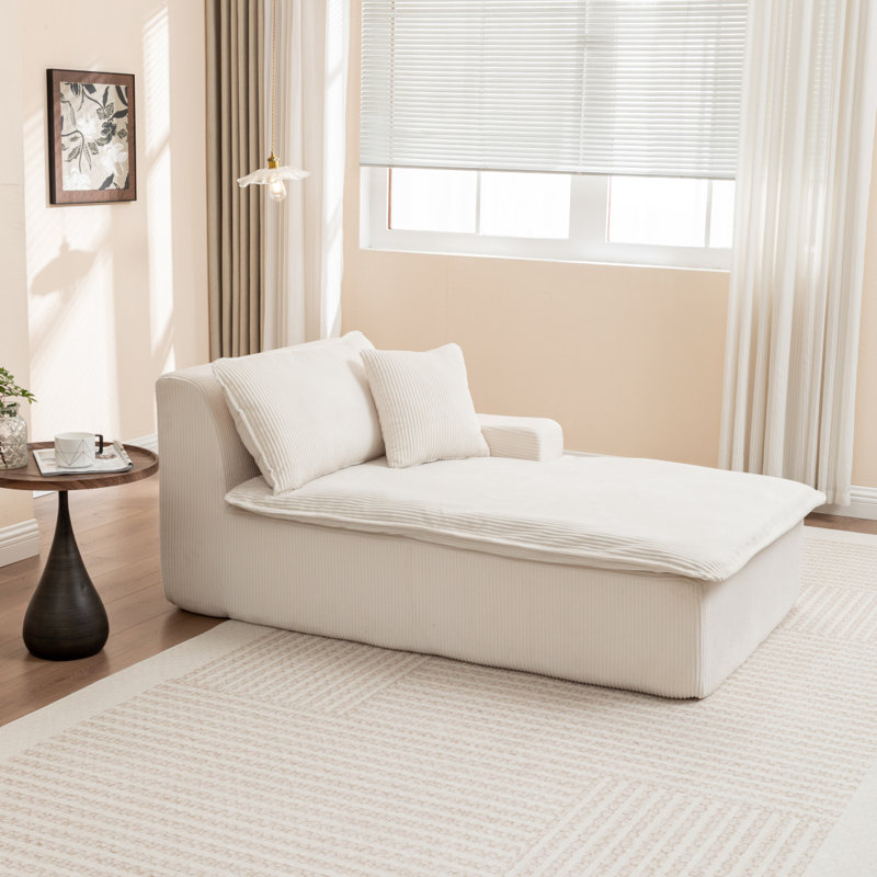 Méridienne avec accoudoir gauche et canapé-lit rembourré sans assemblage requis, Beige