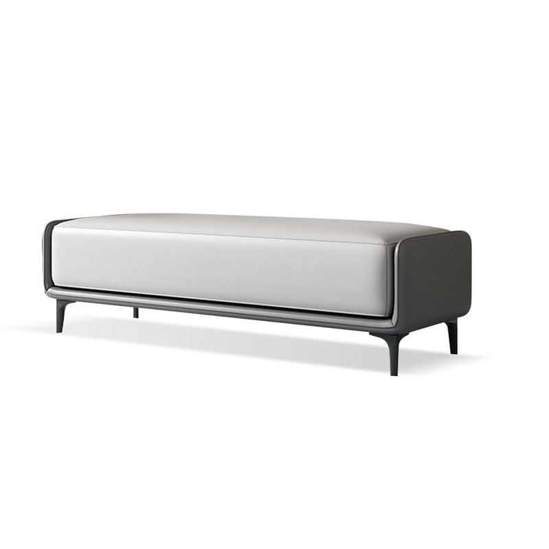 Upholstered Bench, Light Gray, 17.72" H x 59.06" W x 15.75" D