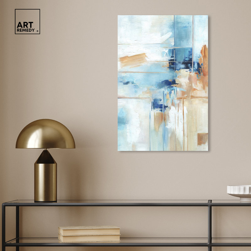 Blue and Beige Abstract Canvas Wall Art, 16" x 24"