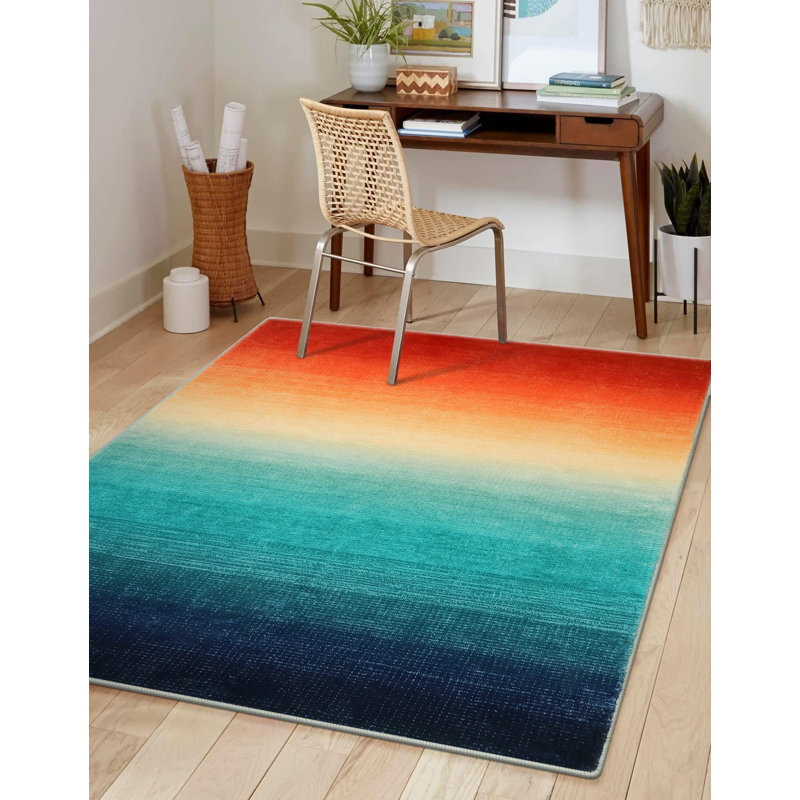 Abstract Ombre Plush Area Rug – Soft Gradient Accent with Non-Slip Backing, Rectangle 5' x 7'