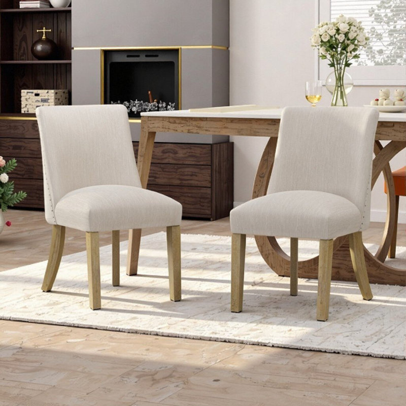 Chaise de salle à manger contemporaine en bois d'hévéa 2pc