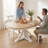Retro Extendable Dining Table With Butterfly Leaf - Solid Wood Base, Oval/Round Convertible For 6 People-564971147-564971146