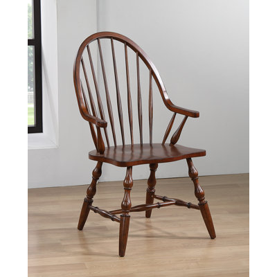 Furtado 24" Wide Solid Oak Wood Armchair with Sculpted Arms