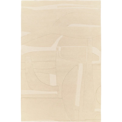Collage Hand Tufted Wool Abstract Area Rug in Beige