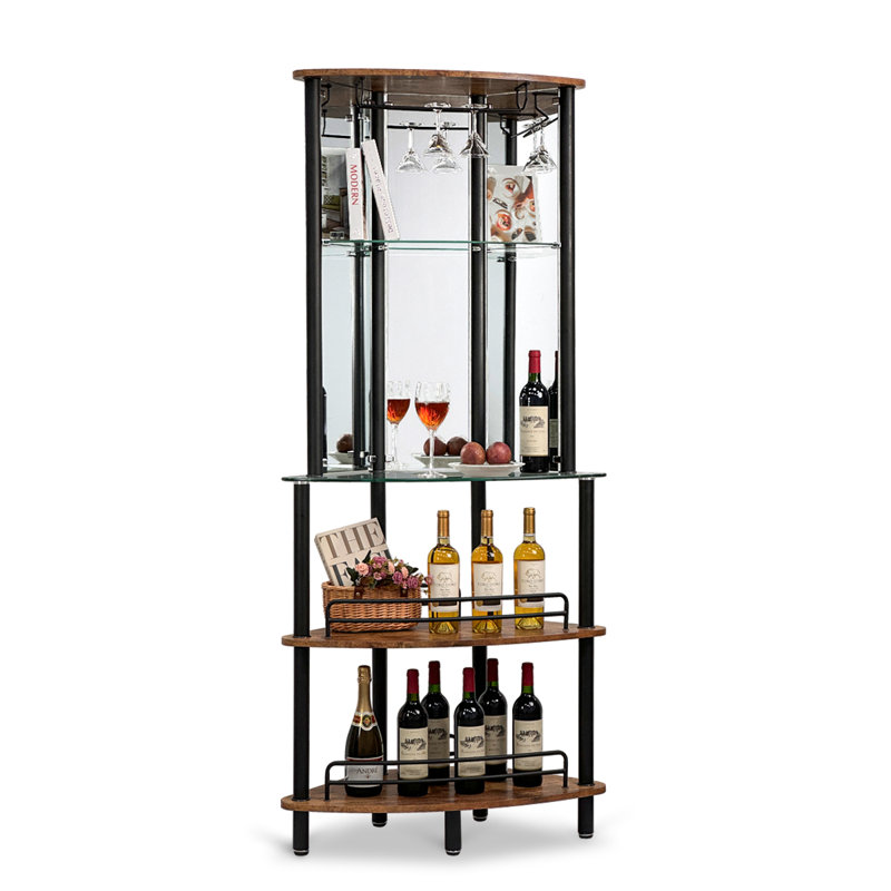 31.5'' Home Bar, Burnt Wood/Black
