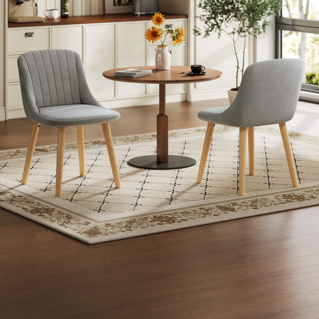 48.5cm H Upholstered Dining Chairs With Wooden Legs