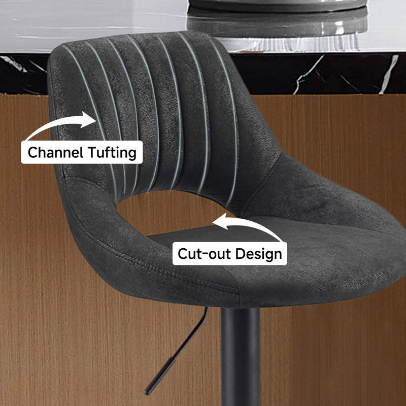 Licon Height Adjustable Swivel Bar Stool, Black