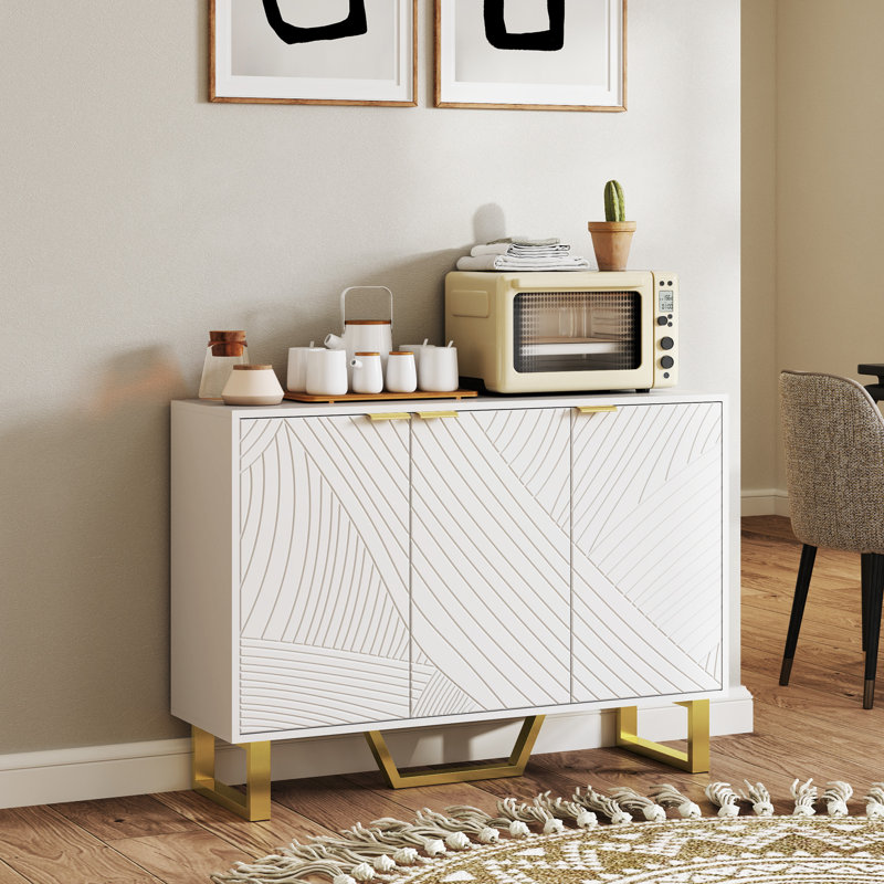 Buffet avec tablettes réglables, armoire moderne, blanc