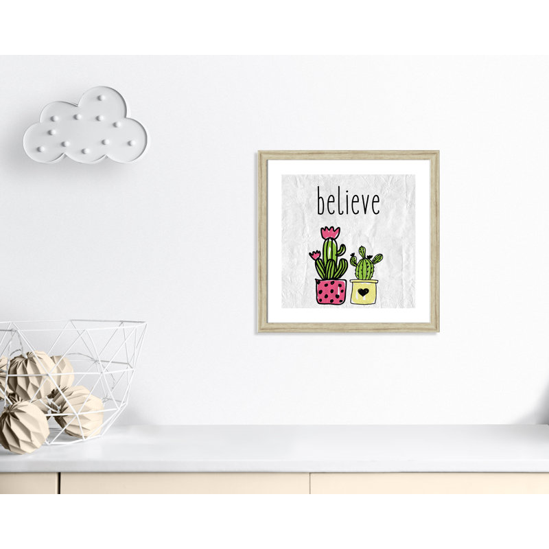 Cactus B, art encadré, H 22,5 po x l 22,5 po x P 0,6 po, Beige Flat Framed