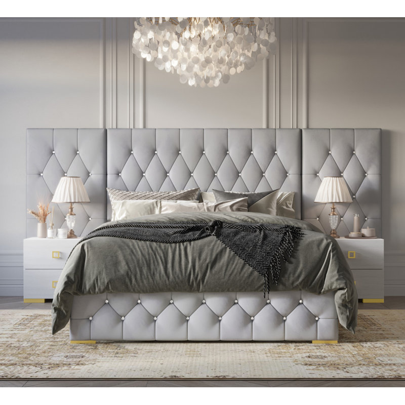 Ensemble de chambre à coucher 3 pièces Titian, Silver Grey, Très grand