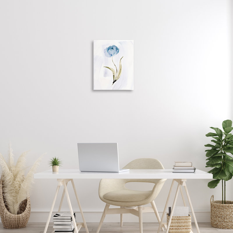 Art mural sur toile à fleur bleue unique, design par Kristen Brockmon, H 20 po x l 16 po