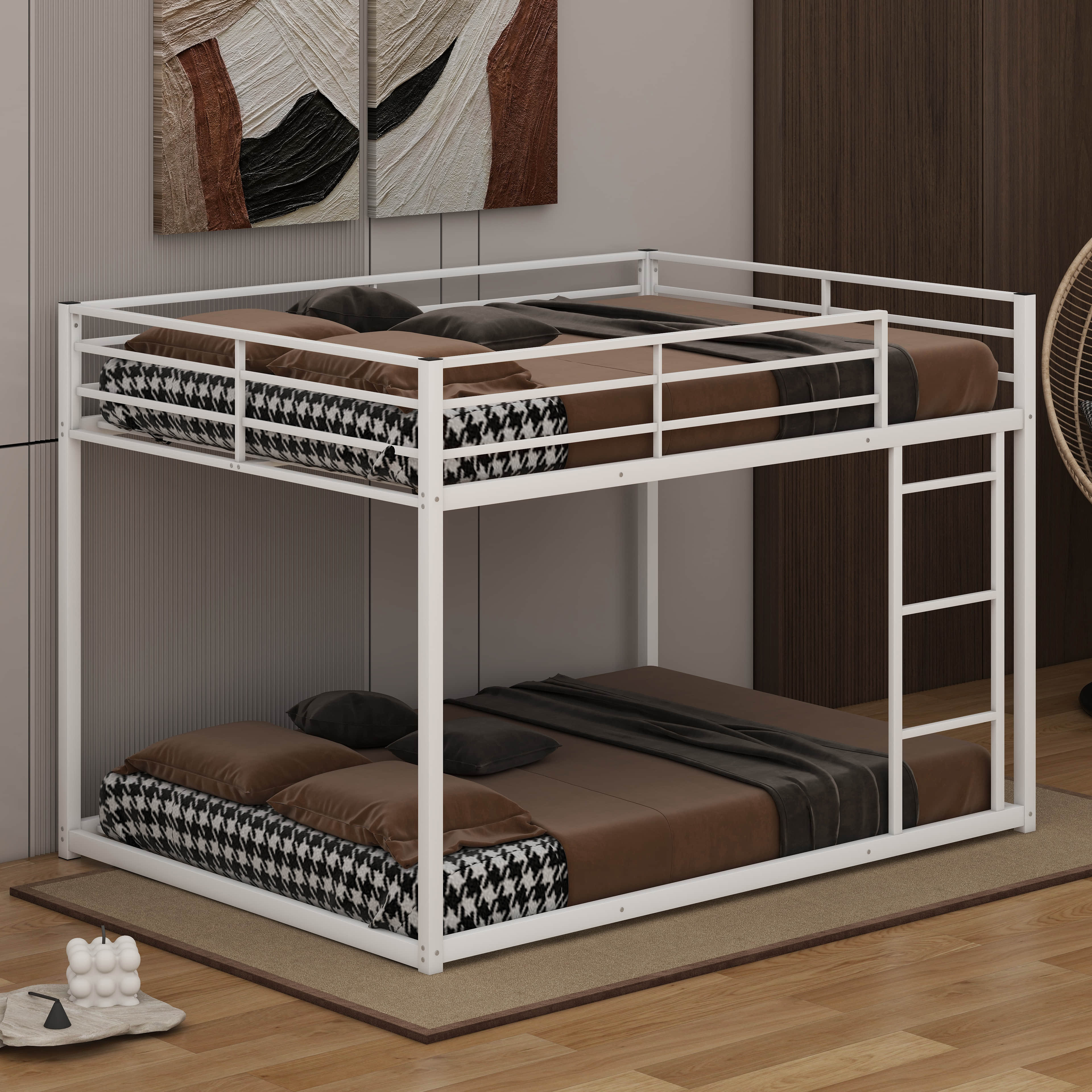 Isabelle & Max™ Full Over Full Metal Bunk Bed With Ladder, Low Profile ...