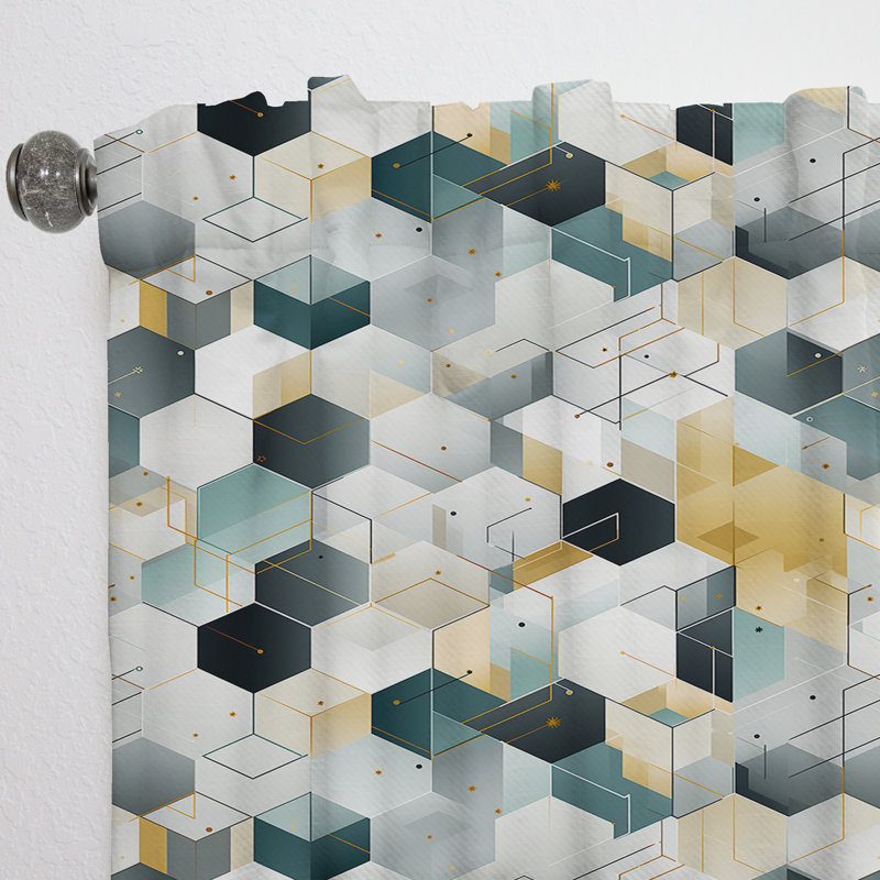 Gray Hexagons Dreams II - Rideau abstrait - Rideau obscurcissant à formes géométriques - 1 panneau, L 52 po x L 120 po