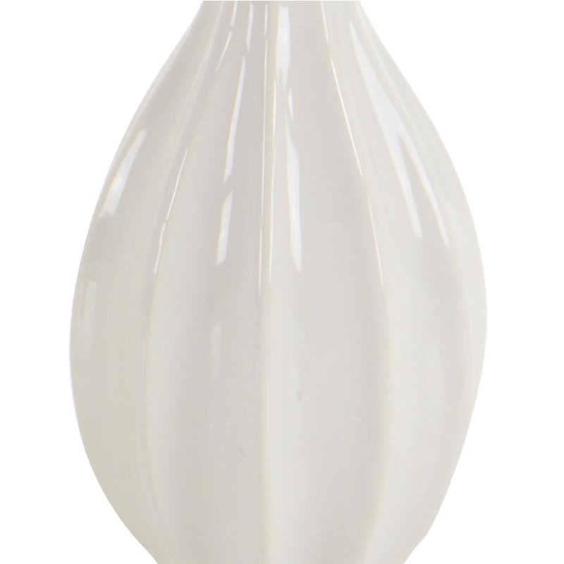 Ceramic Slim Textured Bottleneck Decorative Vase with Varying Patterns Set, White