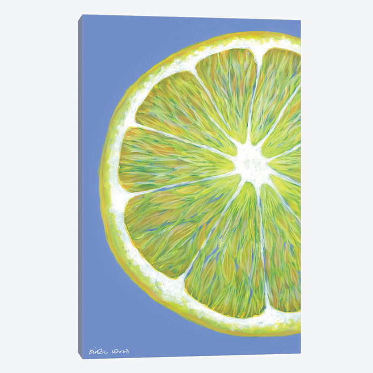 «Lemon Slice on Blue», impression sur toile, H 40 po x l 26 po x P 1,5 po, Toile tendue