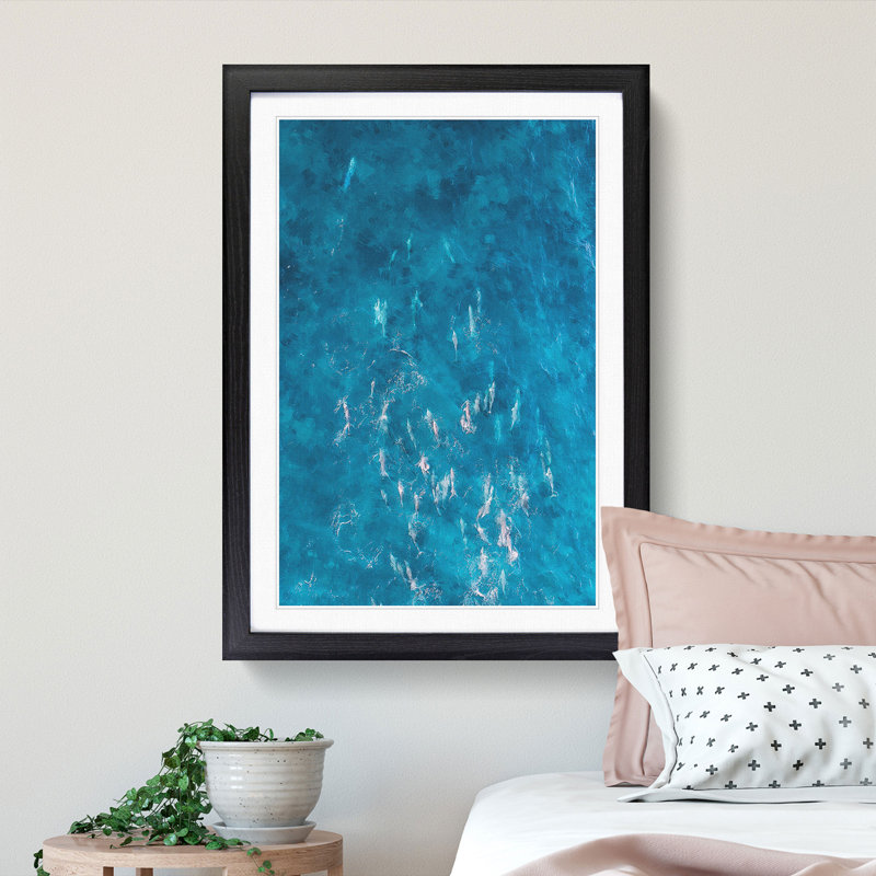 Many Dolphin - Picture Frame Painting Print, 45cm H x 33cm W x 2cm D, Black Framed