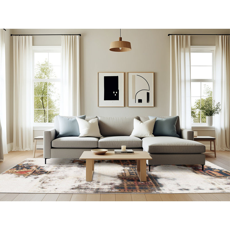Wool Abstract Indoor Rug, Rectangle 6' x 9'