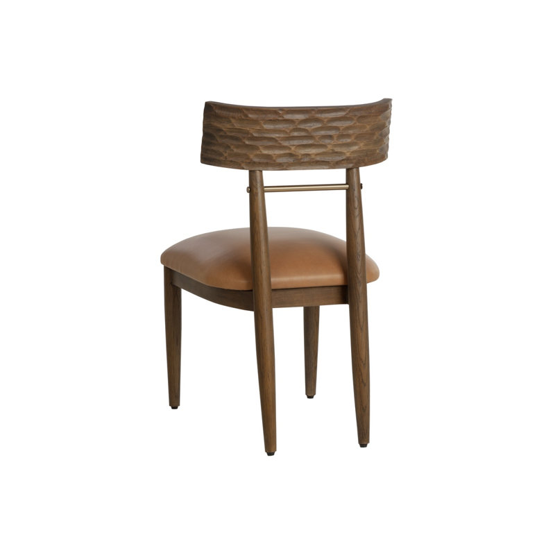 Florian Upholstered Dining Chair, Tan Leather, Chocolate