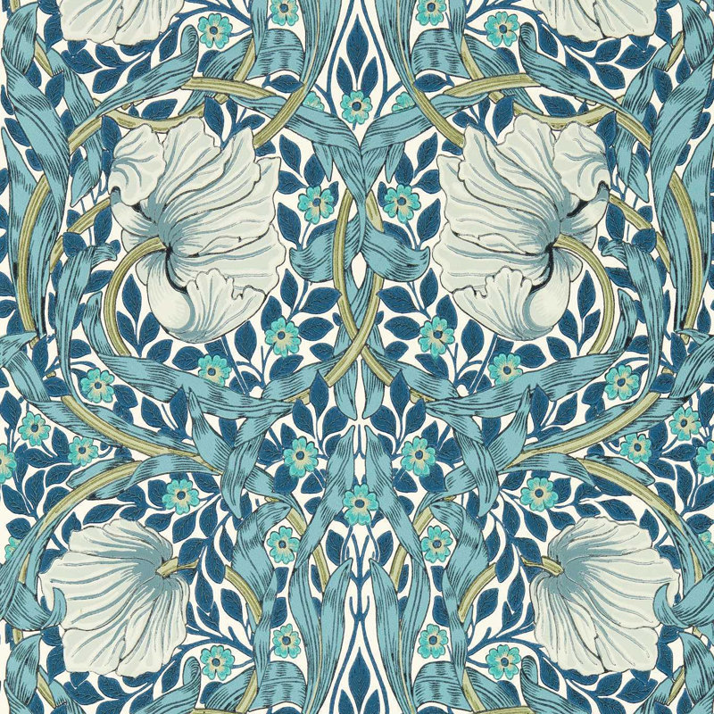 3' L x 2' W Wallpaper Roll, Cobalt/Mineral