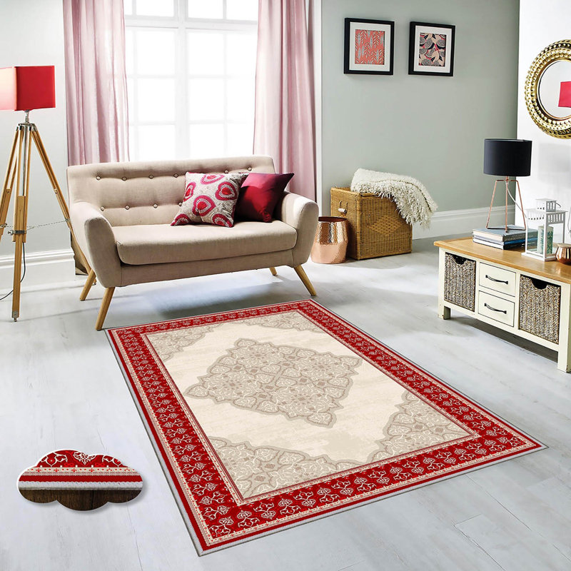 Luxurious 3D Printed Woven Carpet, 55.1 x 86.6 inches | 100% Polyester, Antibacterial, Machine Washable | Non-Slip PVC Felt Dot Underside, 0.3 in Pile Height | Perfect for Living Room, Bedroom & Home Decor