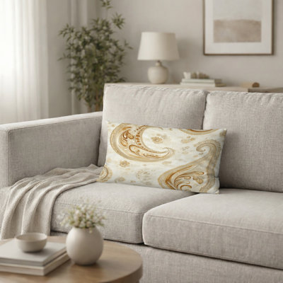 Coussin décoratif moderne à motif floral cachemire beige