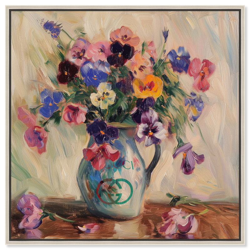 Vase de fleurs colorées sur toile Vase Glam Art par Art Remedy, Cadre argenté, H 21 po x l 21 po
