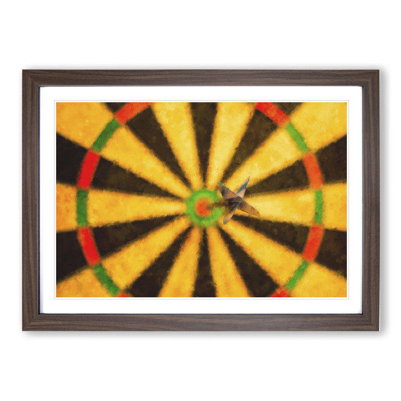 Bulls Eye Dartboard - Picture Frame Painting, 36cm H x 48cm W x 2cm D, Walnut Framed