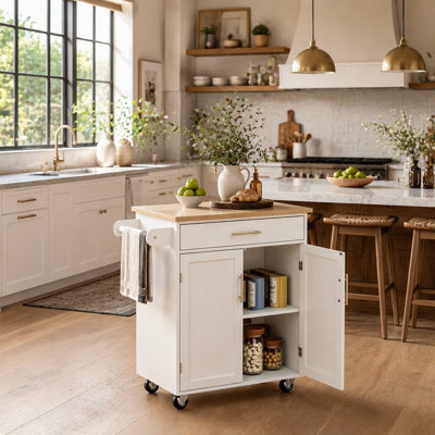 Mobile Kitchen Trolley, Rolling Kitchen Island Cart with Storage Drawer, Versatile Utility Cart